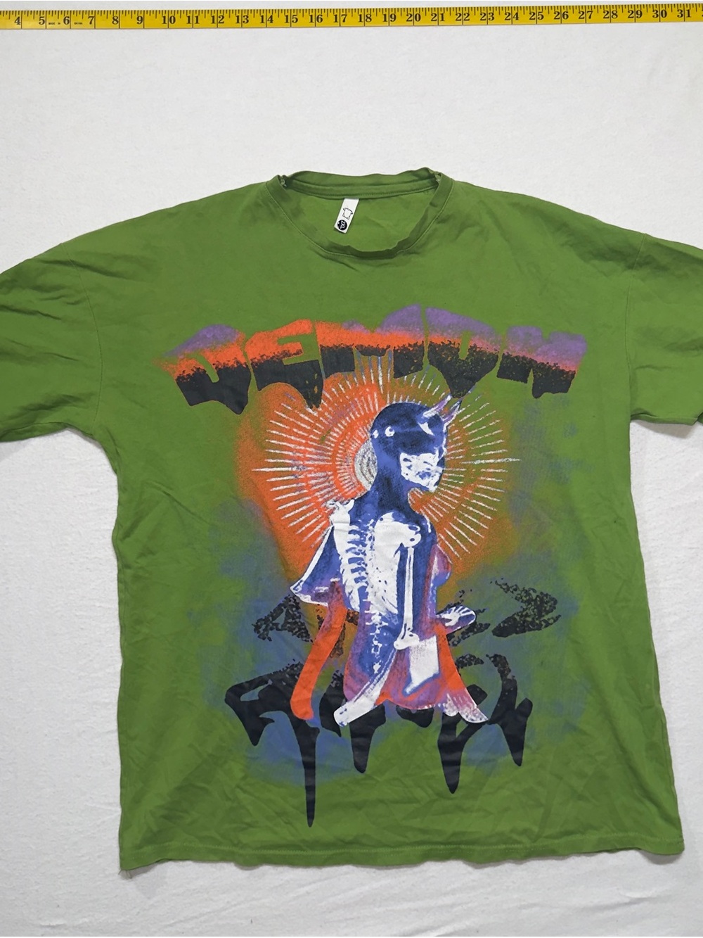 Affliction-style Ed hardy-style Green Graphic Skeleton Print Men’s T-Shirt